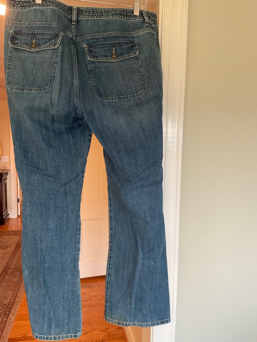 Lauren Ralph Lauren Bootcut Jeans Size 14 Medium Wash Leather Trim